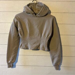 Maniere De Voir Gray Cropped Hoodie